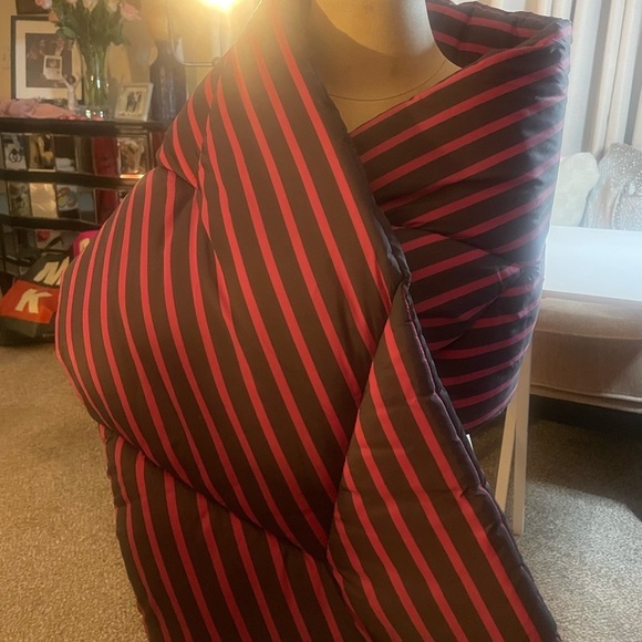 Maeve by Anthropologie Navy & Purple Striped Quilted Puffer Scarf, Versatile NWT - Picture 6 of 6